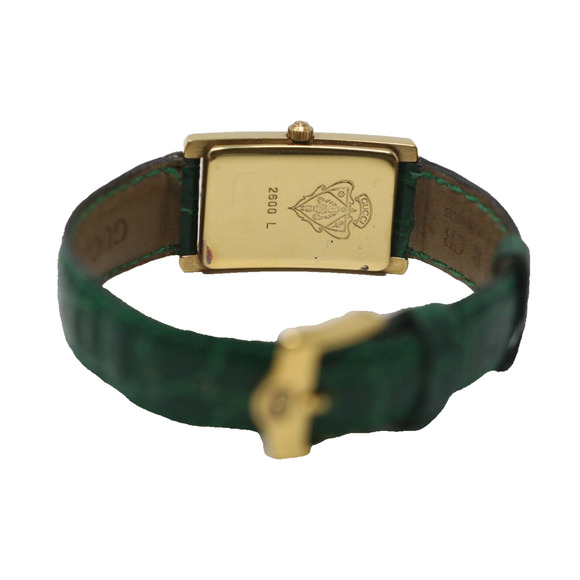 Gucci 2600L Quartz Analog Green Leather Women's Watch Swiss Made GG-A0228P-C025 - Picture 9 of 10